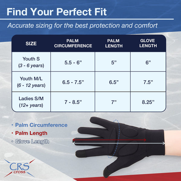 CRS Cross Figure Skating Padded Gloves - Black