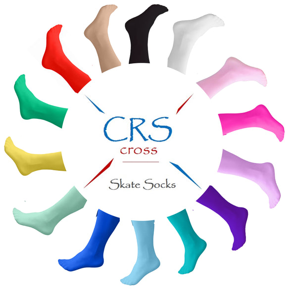 CRS Cross Figure Skate Socks (2 Pair) - Knee High Tights For Skating