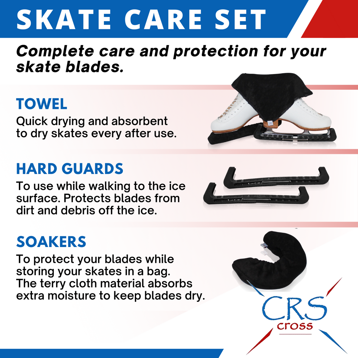 CRS Cross Calcetines de patinaje artístico (2 pares) de medias altas hasta  la rodilla para patines de hielo, calcetines de patinaje con pies, medias