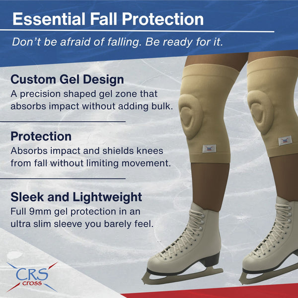CRS Cross Gel Knee Pads for Ice Skating.  2 Gel Sleeve Knee Pads