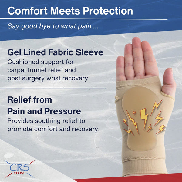 Carpal Tunnel Gel Sleeve for Sports or All Day Wear. One Size