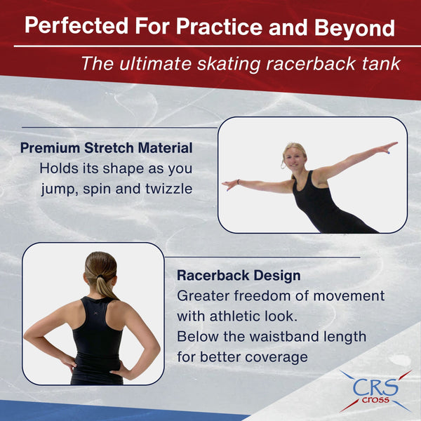CRS Cross Ice Skating Tank Top. Racerback Full Length Athletic Shirt.