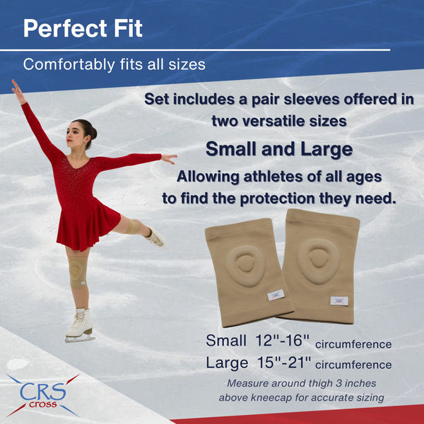 CRS Cross Gel Knee Pads for Ice Skating.  2 Gel Sleeve Knee Pads