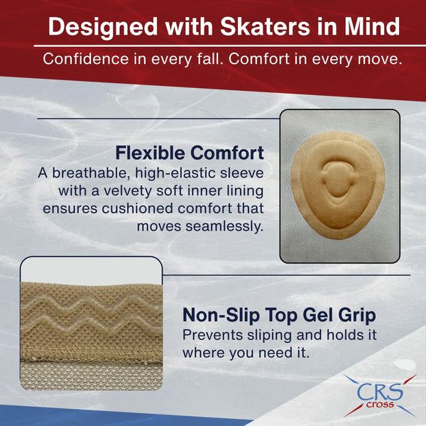CRS Cross Gel Knee Pads for Ice Skating.  2 Gel Sleeve Knee Pads