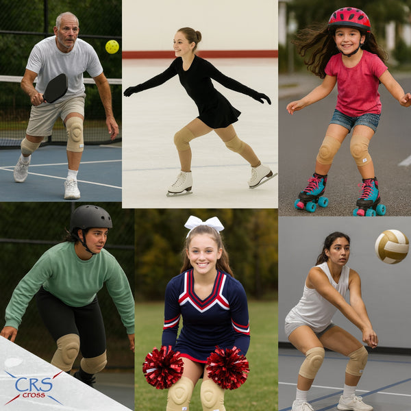 CRS Cross Gel Knee Pads for Ice Skating.  2 Gel Sleeve Knee Pads