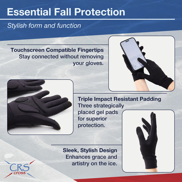 CRS Cross Figure Skating Padded Gloves - Black